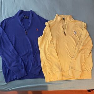 Polo Ralph Lauren Quarter Zip Long Sleeve Shirts Purple and Yellow Size Large